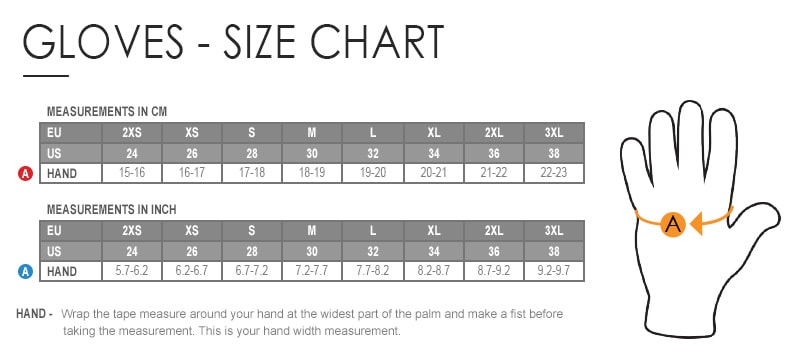 Cycling Gloves Size Chart