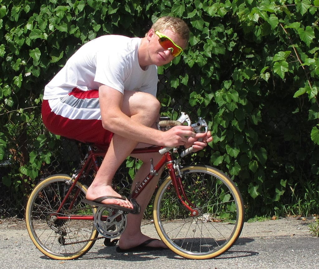 An Adult on A Kids Bike