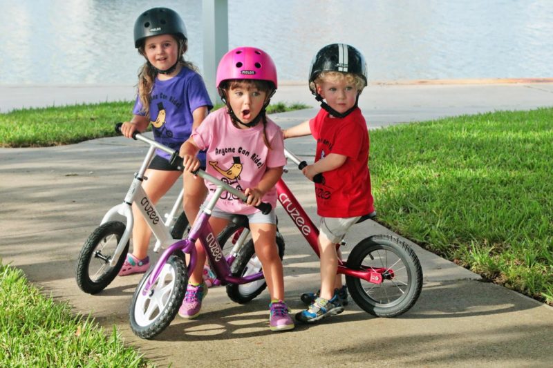 3 Kids on Balance Bikes