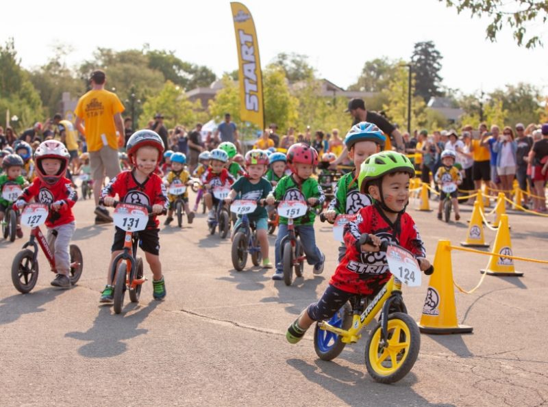 A child on a balance bike