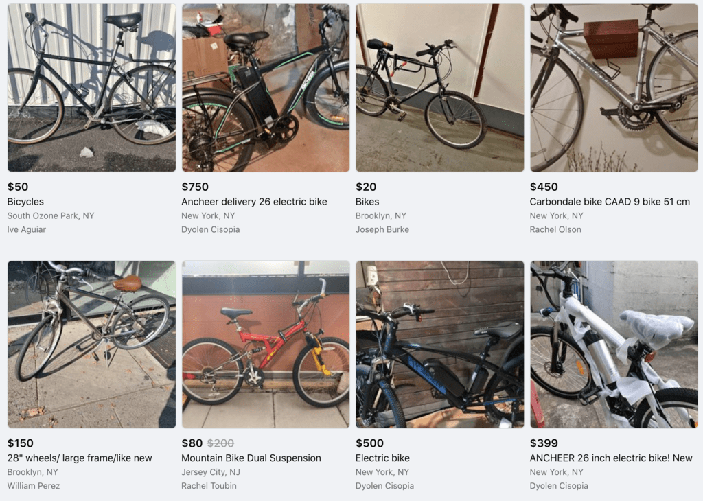 Bike Listing on Facebook Marketplace