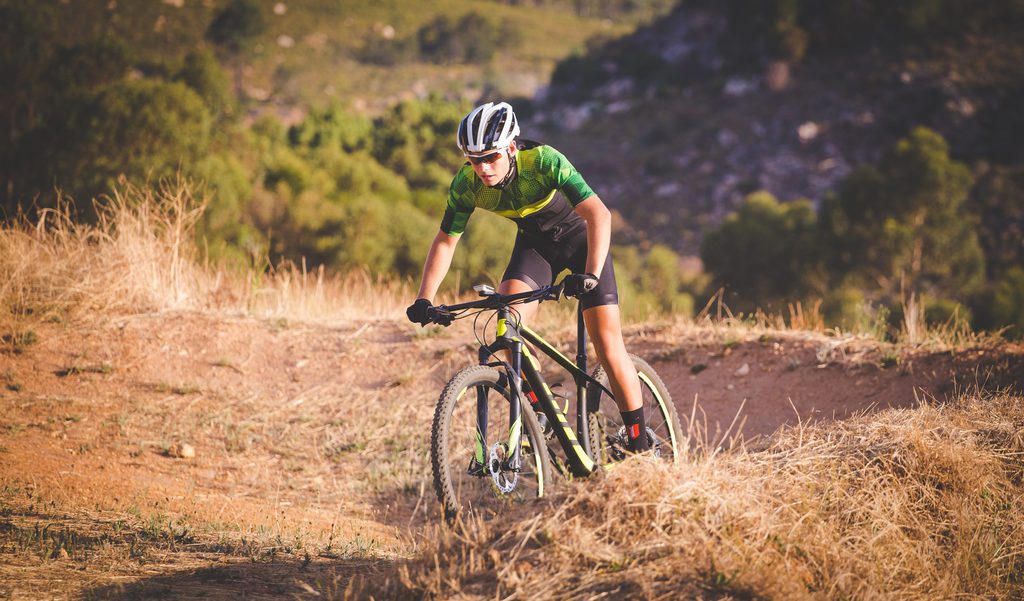 Mountain Biker in a Trail